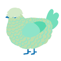 ghost, a gluppy and mint chicken with a lace pattern