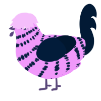 haze, a lavender and tumblr chicken with a bar pattern