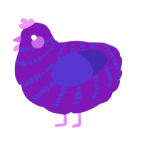 Starburst, a violet and indigo chicken with a bar pattern