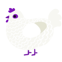 white -violet zz, a white chicken with a lace pattern