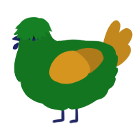 A leaf and ochre chicken