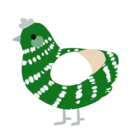 Tzwh, a leaf and cream chicken with a bar pattern