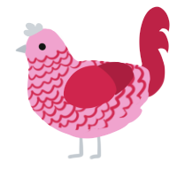 A pink and crimson chicken with a lace pattern