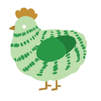 Melon-Pult, a gluppy and viridian chicken with a bar pattern