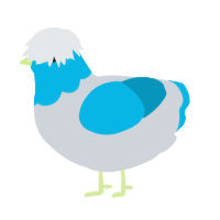 A mist and cerulean chicken with a head pattern