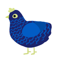A navy and ultramarine chicken with a lace pattern
