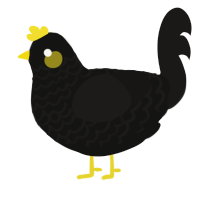 Blackbird, a black and sable chicken with a lace pattern