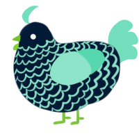 Spearmint, a tumblr and mint chicken with a lace pattern