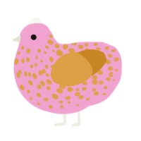 Straw-ban cream, a pink and orange chicken with a speckle pattern