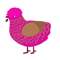 A fuchsia and brown chicken with a lace pattern
