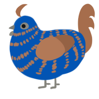 A ultramarine and brown chicken with a bar pattern