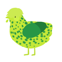 Fresh xyx, a lime and viridian chicken with a speckle pattern