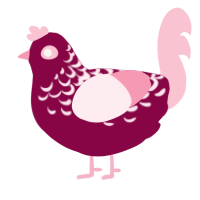 (unnamed), a maroon and rose chicken with a half-lace pattern