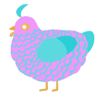 Easter Egg, a lavender and aqua chicken with a lace pattern