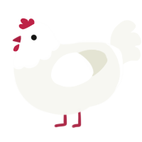 Chickem, a white chicken with a head pattern