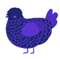 A navy and indigo chicken with a lace pattern