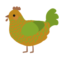 Mossy Pond, a ochre and chartreuse chicken with a lace pattern