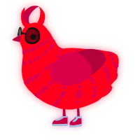 A crimson and maroon chicken with a bar pattern
