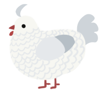 seagull fry fetcher, a white and mist chicken with a lace pattern