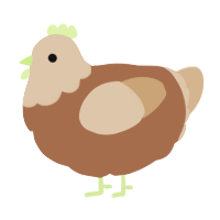 Bork, a brown and beige chicken with a head pattern