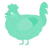 A mint chicken with a double-lace pattern