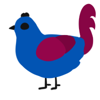 The Vision, a ultramarine and maroon chicken