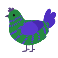 A viridian and indigo chicken with a bar pattern
