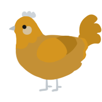 Copper, a gold and ochre chicken with a head pattern