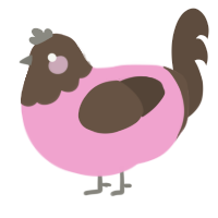 Valentine Chocolate, a pink and bark chicken with a head pattern