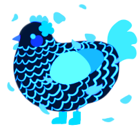 A sable and silver chicken with a lace pattern