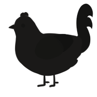 Void, a sable and black chicken