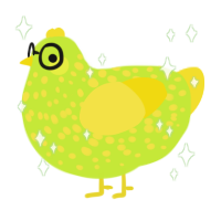 Neon king, a lime and yellow chicken with a speckle pattern