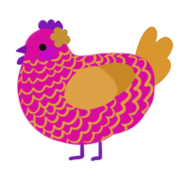 jello, a fuchsia and orange chicken with a lace pattern