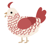 Orchard, a cream and red chicken with a lace pattern