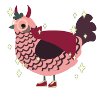 A viridian and gluppy chicken with a lace pattern