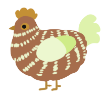 A brown and apple chicken with a bar pattern