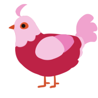 A crimson and pink chicken with a head pattern