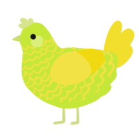 Casaba, a lime and yellow chicken with a lace pattern