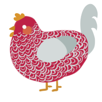 (unnamed), a crimson and silver chicken with a double-lace pattern