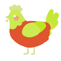 Citrus, a vermilion and lime chicken with a head pattern