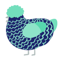 A navy and mint chicken with a lace pattern