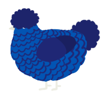 A ultramarine and navy chicken with a lace pattern