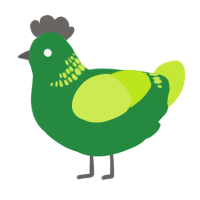 A viridian and lime chicken with a neck-band pattern