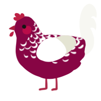 Red Velvet Cake, a maroon and white chicken with a half-lace pattern