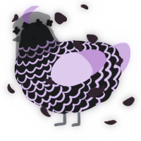 A sable and orchid chicken with a lace pattern