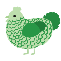 Broccoli, a gluppy and viridian chicken with a lace pattern