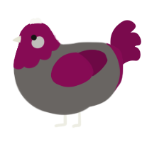 Head Fog, a grey and wine chicken with a head pattern