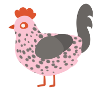 Disease, a rose and grey chicken with a speckle pattern