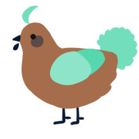 Kiwi, a brown and mint chicken