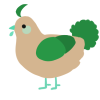 Rainforest Cafe, a beige and viridian chicken